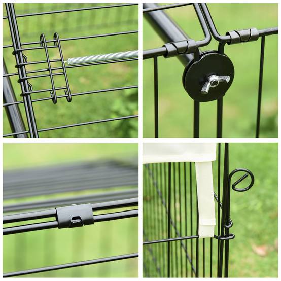 Enclos extérieur pour animaux acier galvanisé noir et beige 220 x 103 x 103 cm - PANGIVO - Image 9