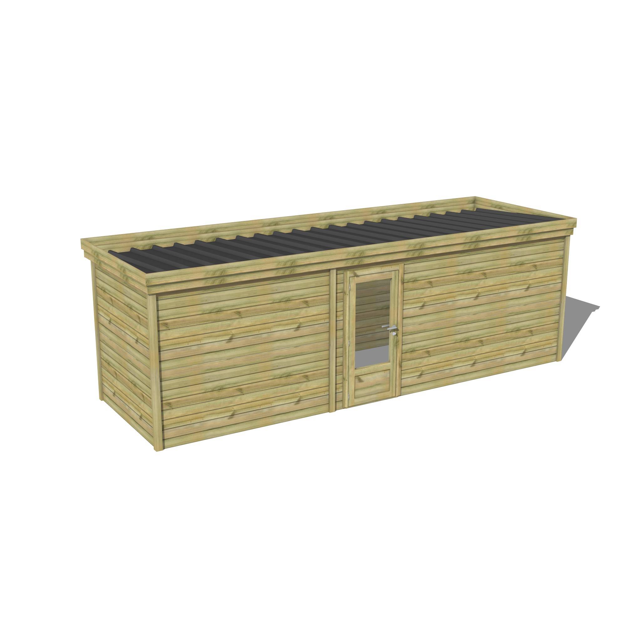 Abri Français - ABRI DE JARDIN bois Pin traité autoclave 27mm - 6,895x2,14m / 15m2 - Bac acier - Abri Français