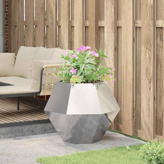 Jardinière Acier galvanisé Argent 75 x 75 x 60 cm - PANGIVO - Image 4