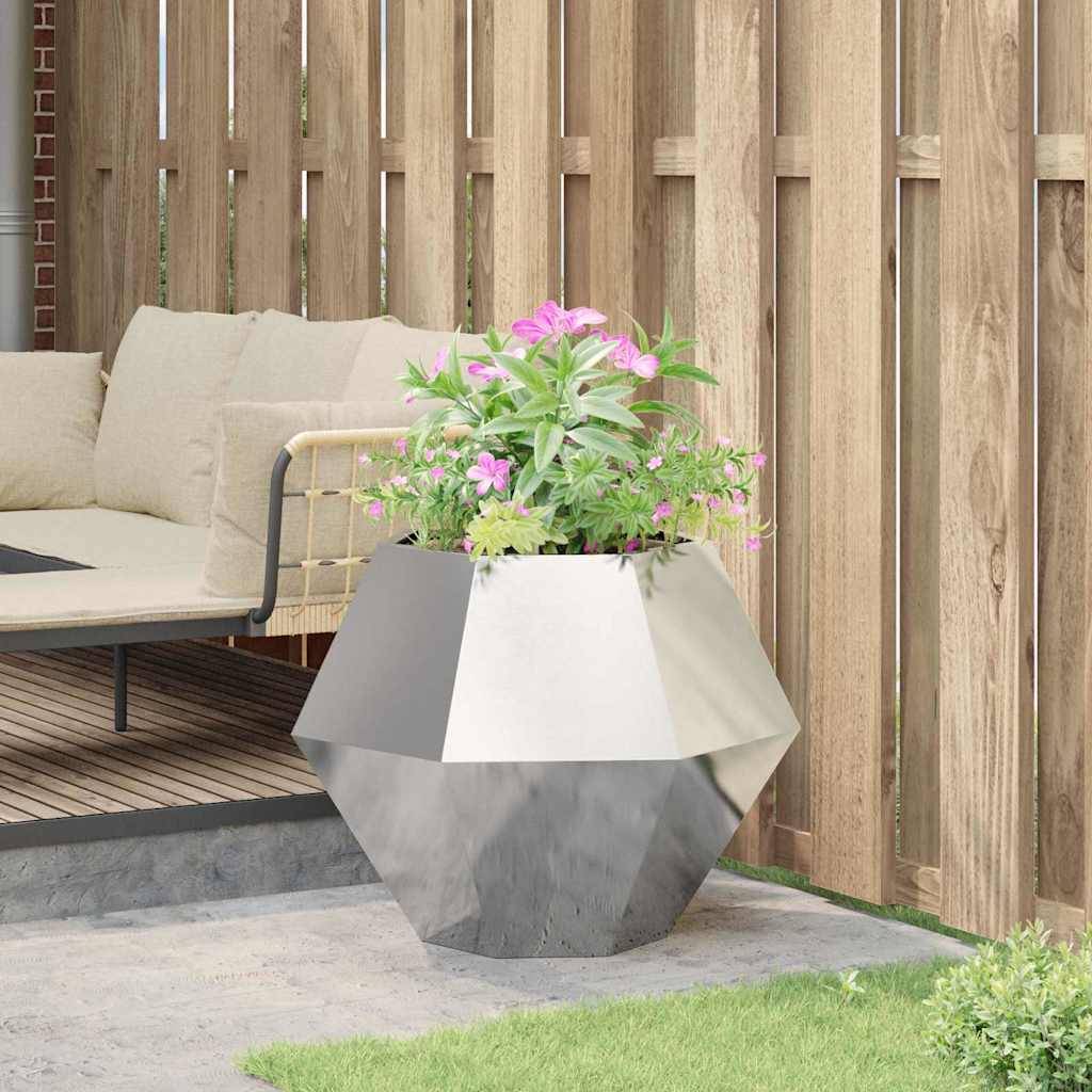 Jardinière Acier galvanisé Argent 75 x 75 x 60 cm - PANGIVO - Image 4
