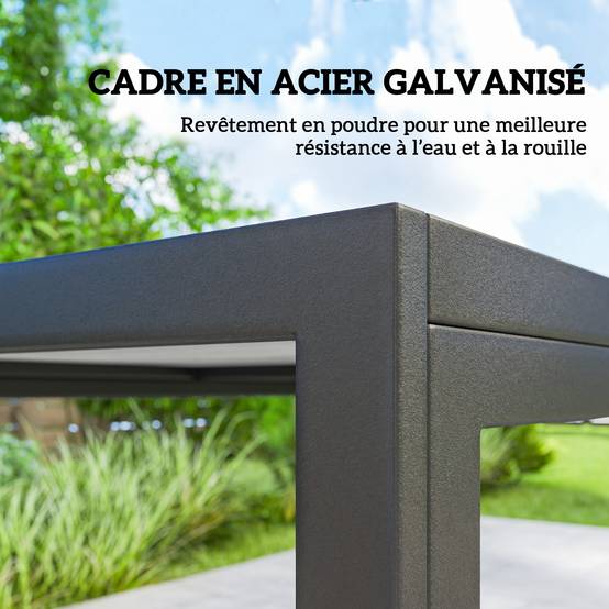 Salon de jardin acier et plastique noir 150 x 80 x 74 cm - PANGIVO - Image 9