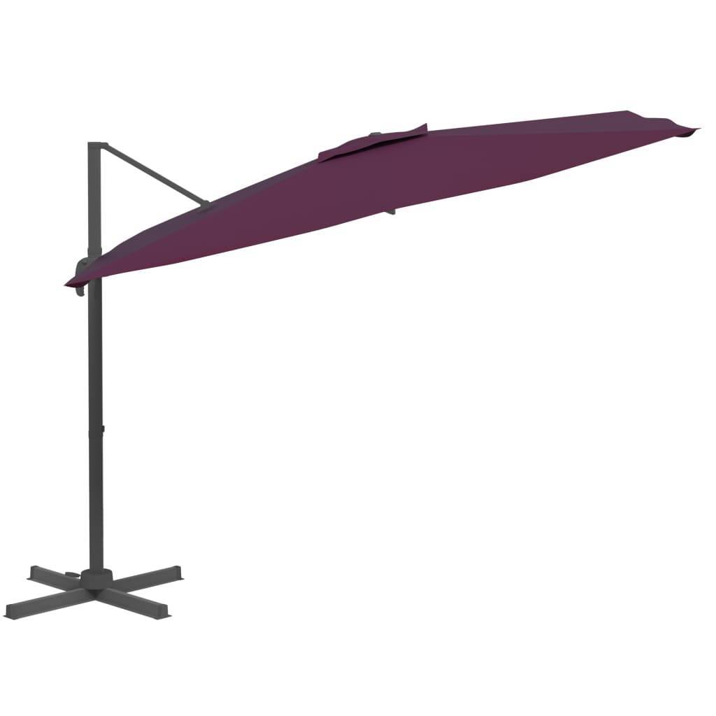 Helloshop26 - Parasol meuble de jardin déporté avec mât en aluminium 400 x 300 cm bordeaux - Image 2