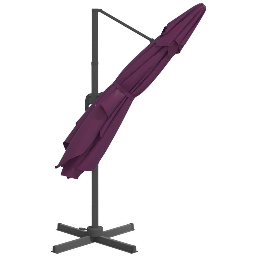 Helloshop26 - Parasol meuble de jardin déporté avec mât en aluminium 400 x 300 cm bordeaux - Image 4