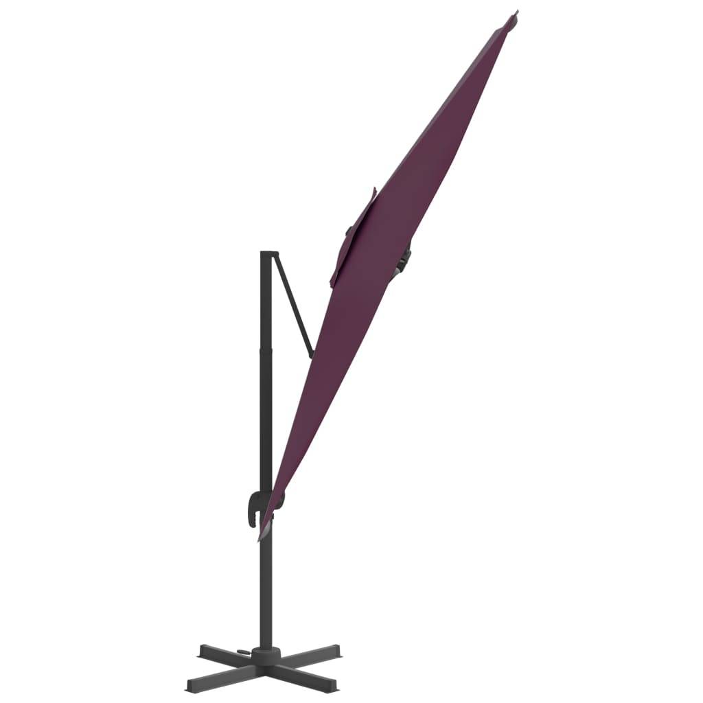 Helloshop26 - Parasol meuble de jardin déporté avec mât en aluminium 400 x 300 cm bordeaux - Image 3