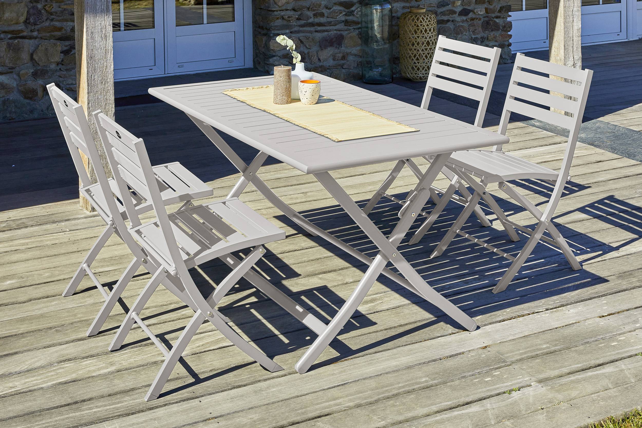 City Garden - Ensemble repas de jardin 4 places en aluminium - Gris clair - MARIUS - Image 5