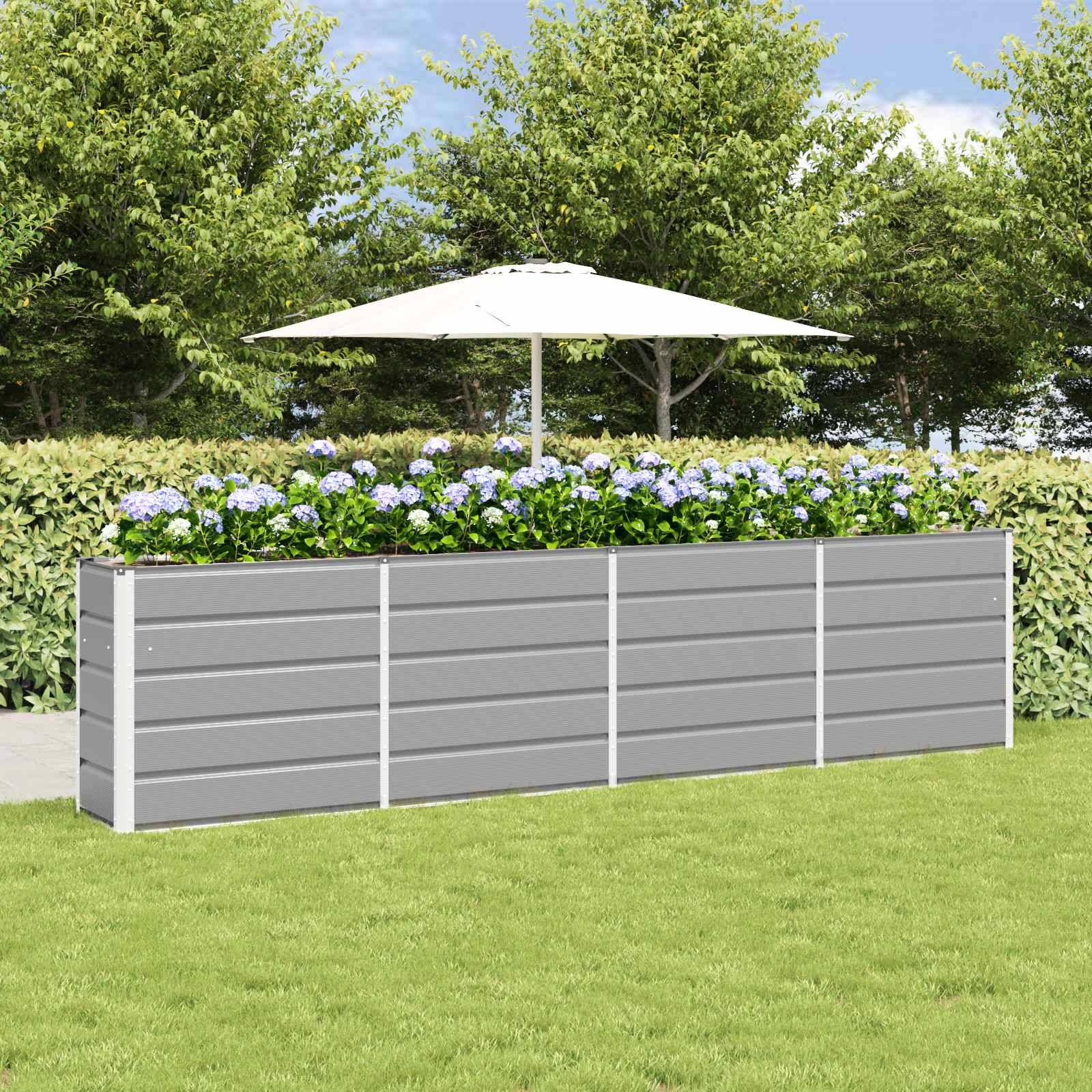 ComfortXL - Très grande jardinière haute 320 cm acier pour brise-vue paysager 320x40x75 cm Gris clair - ComfortXL Outdoor Living - Image 1