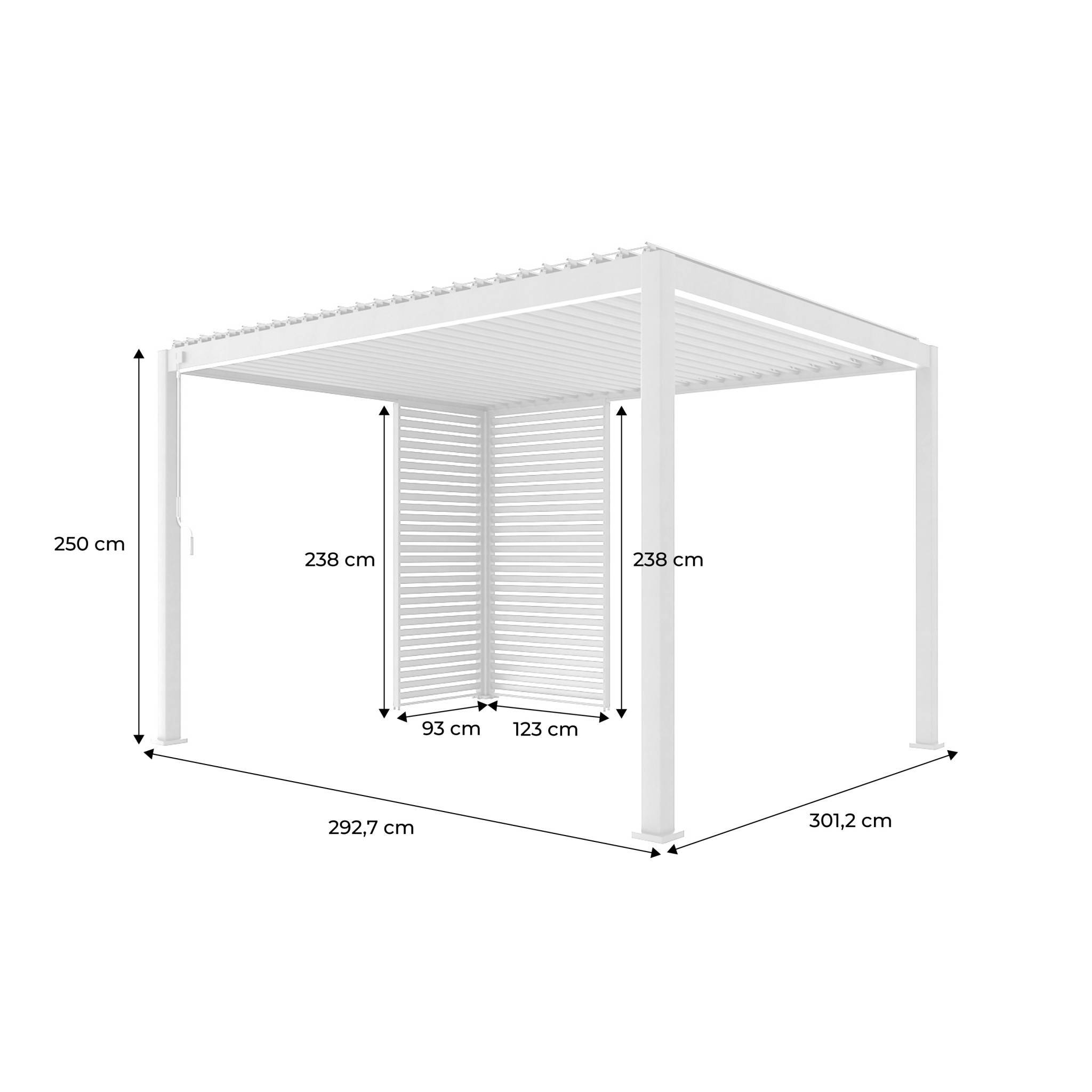 Pergola bioclimatique aluminium 4x3m blanc + 1 persienne 100cm + 1 persienne 130cm Triomphe | sweeek - Image 4