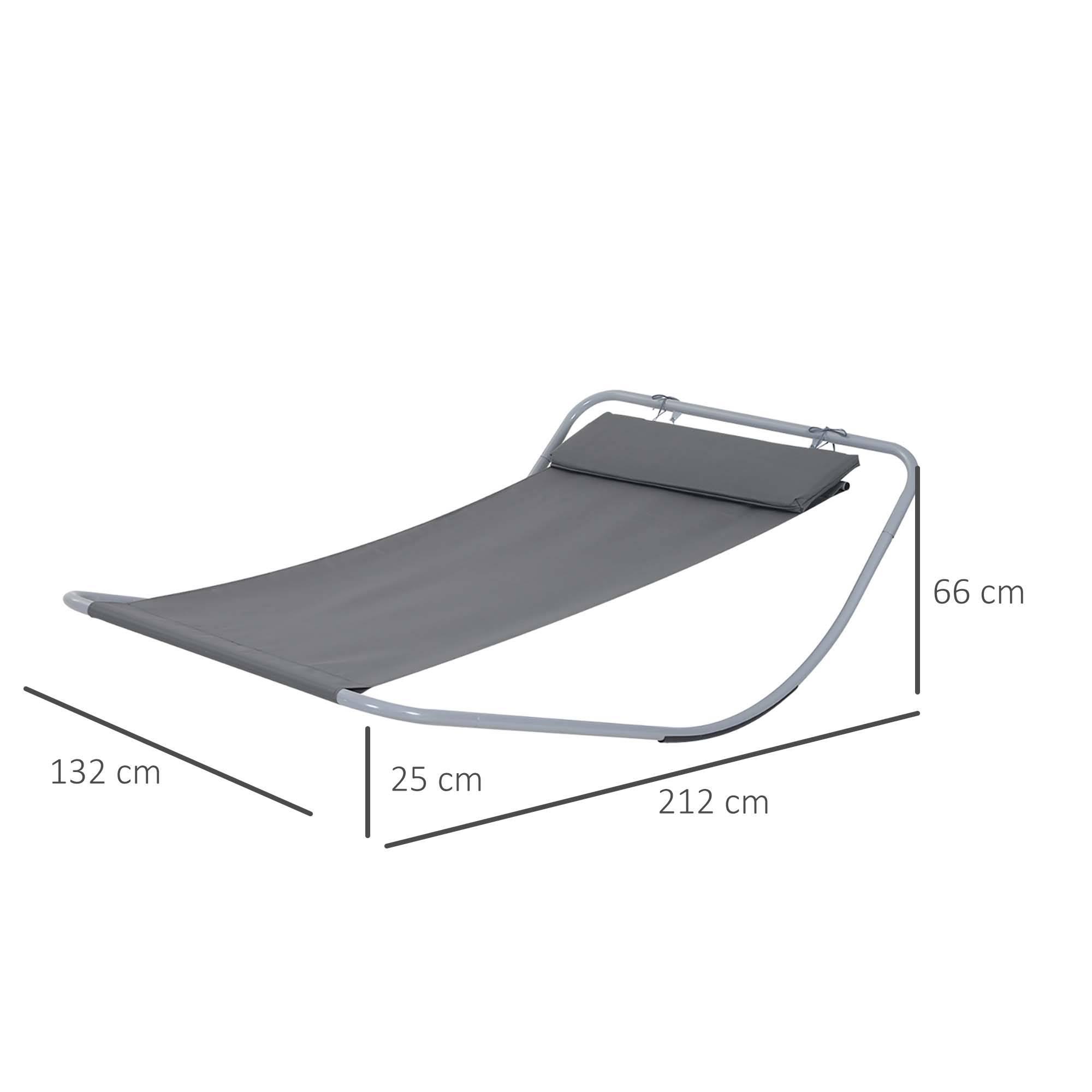 Homcom - Bain de soleil transat de jardin bascule hamac 212L x 130l x 60H cm gris - HOMCOM - Image 3