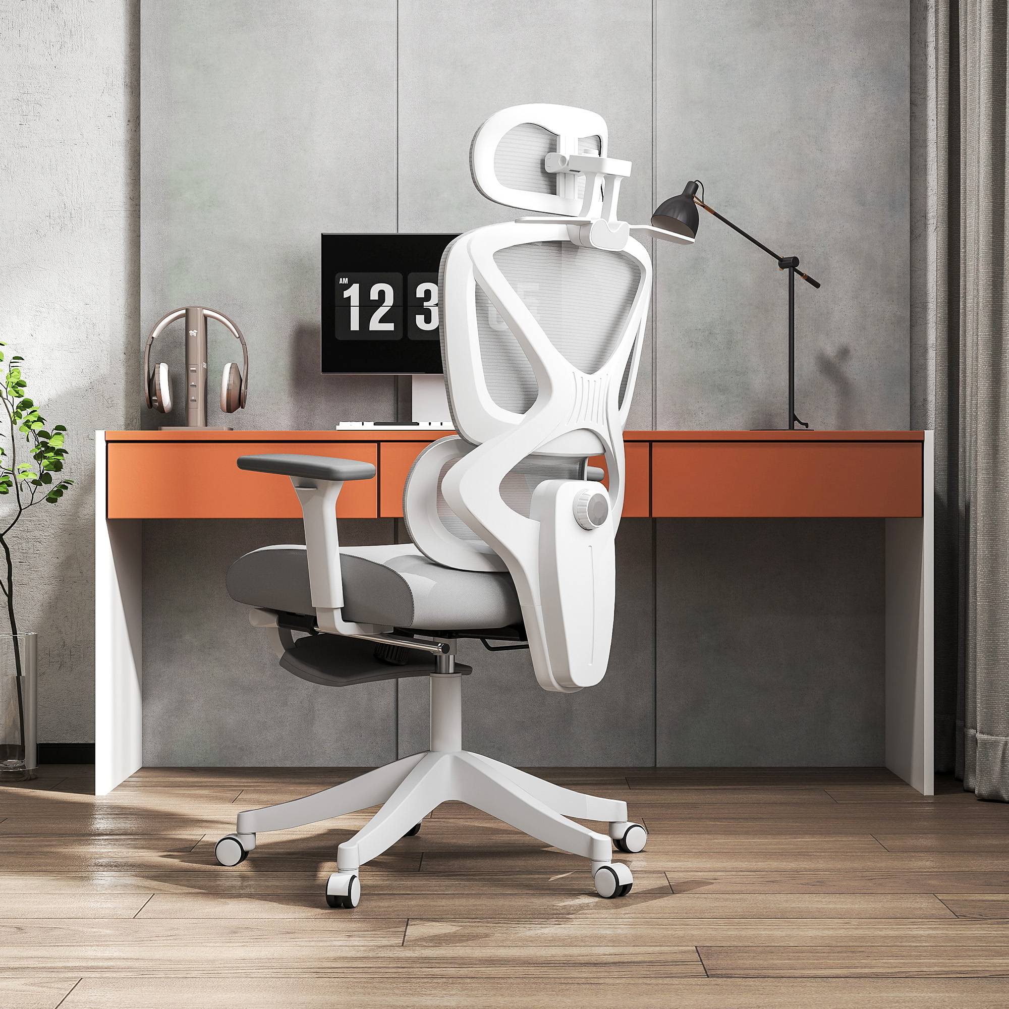 Sans Marque - Fauteuil de bureau fauteuil de bureau, hauteur réglable, dossier inclinable, appui-tête rotatif, 71x70x129cm, noir - Image 4
