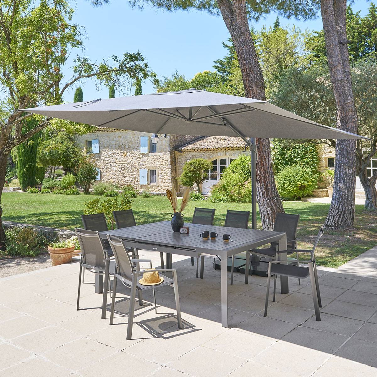Hesperide - Parasol déporté rectangulaire "Melhia" anthracite 4x3m Hespéride - Image 1
