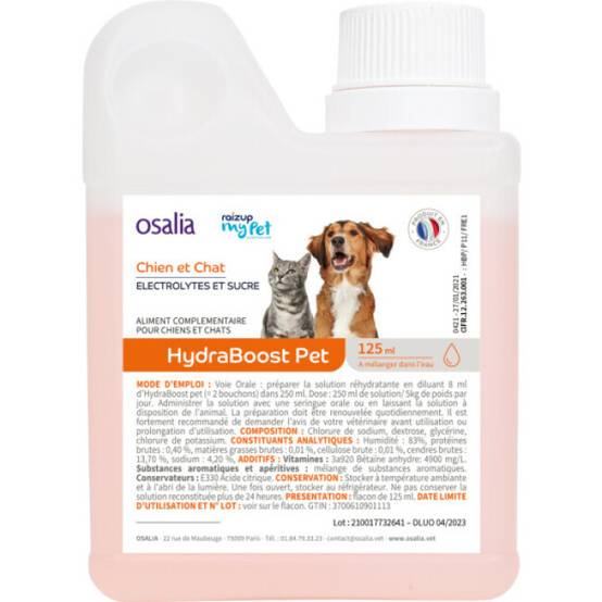 Hydraboost Pet complément réhydratant pour chien et chat Flacon 125 ml