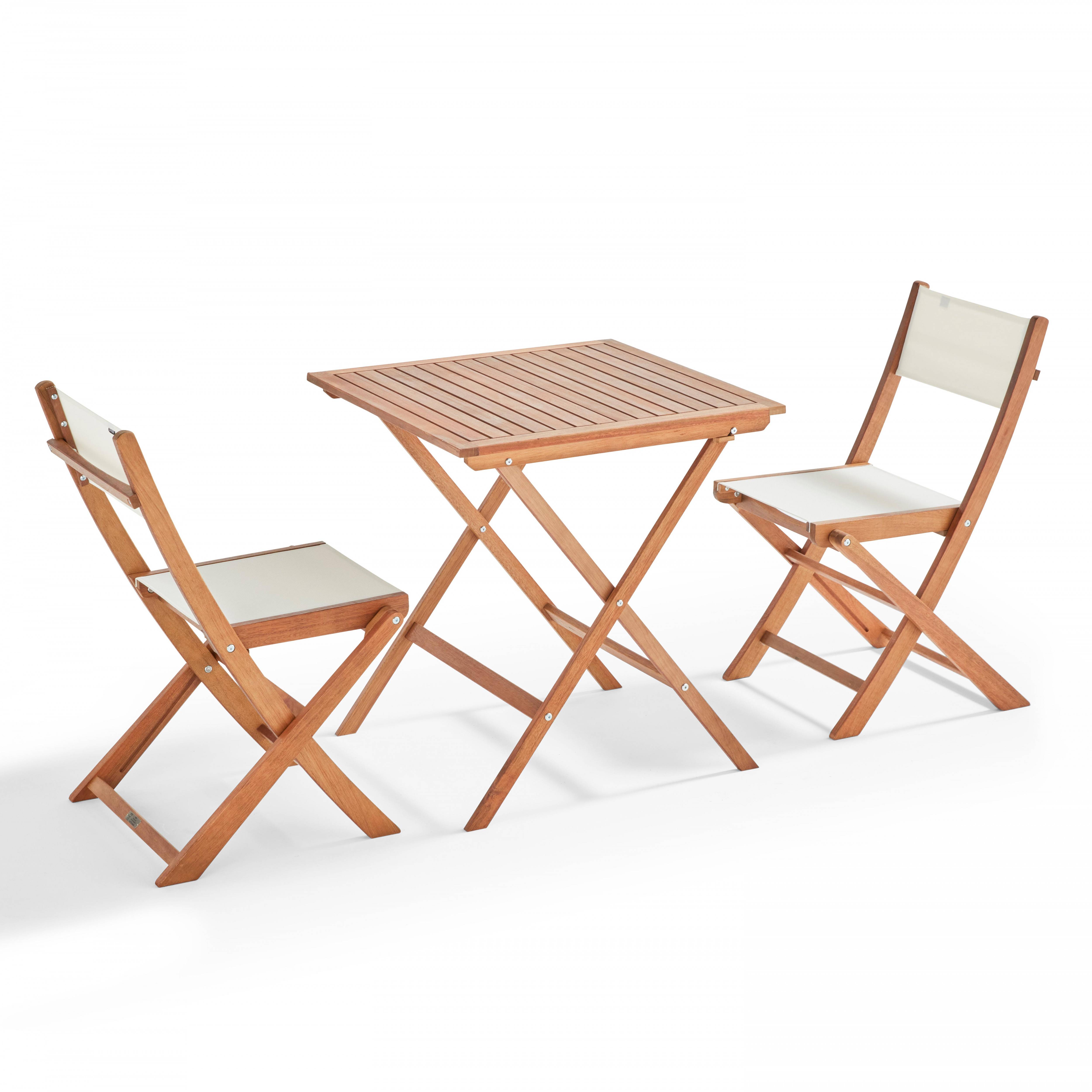 Oviala - Ensemble table carrée pliante et 2 chaises pliantes blanches Sete - Oviala - Image 1