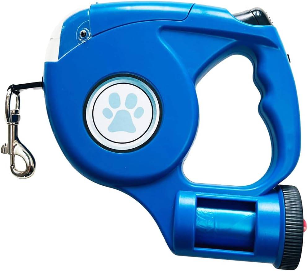 Laisse rétractable améliorée pour chien avec lampe de poche et distributeur de sacs à déchets, laisse de promenade automatique 3 en 1-Lytech - Image 1