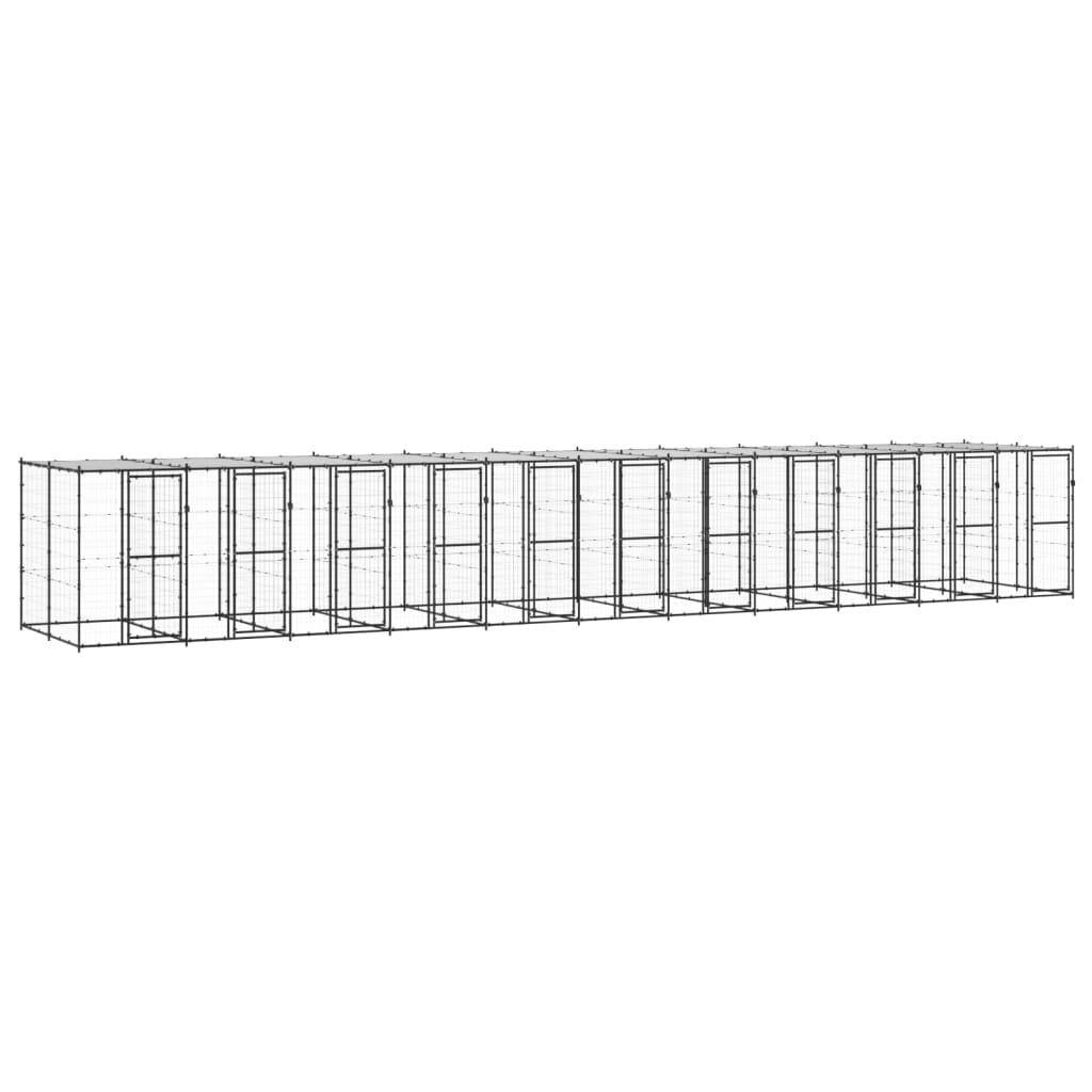 Helloshop26 - Chenil extérieur cage enclos parc animaux chien extérieur acier avec toit 26,62 m² - Image 1