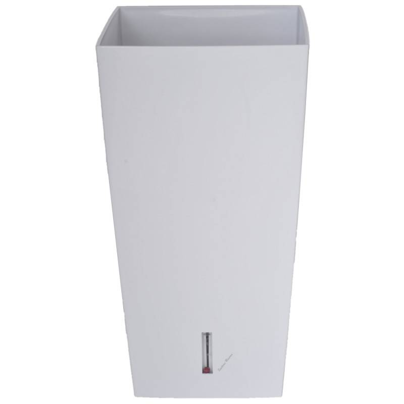 Riviera - Pot de fleurs à réserve d'eau Hydrosystem Eva New Carré Haut 37x37cm - H68,5cm - 69L - Blanc - Fabrication Française - Image 1