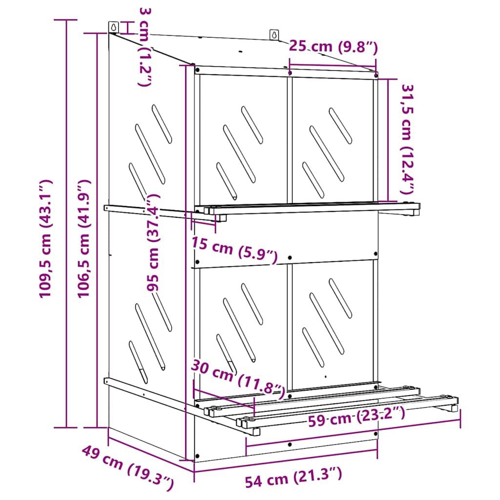 Pondoir à Poules 4 Compartiments en Métal Nichoir de Ponte Double Étage – ComfortXL Outdoor Living - Image 10