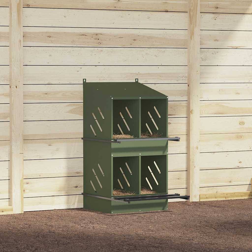 Pondoir à Poules 4 Compartiments en Métal Nichoir de Ponte Double Étage – ComfortXL Outdoor Living - Image 4