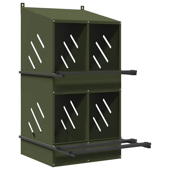 Pondoir à Poules 4 Compartiments en Métal Nichoir de Ponte Double Étage – ComfortXL Outdoor Living - Image 2