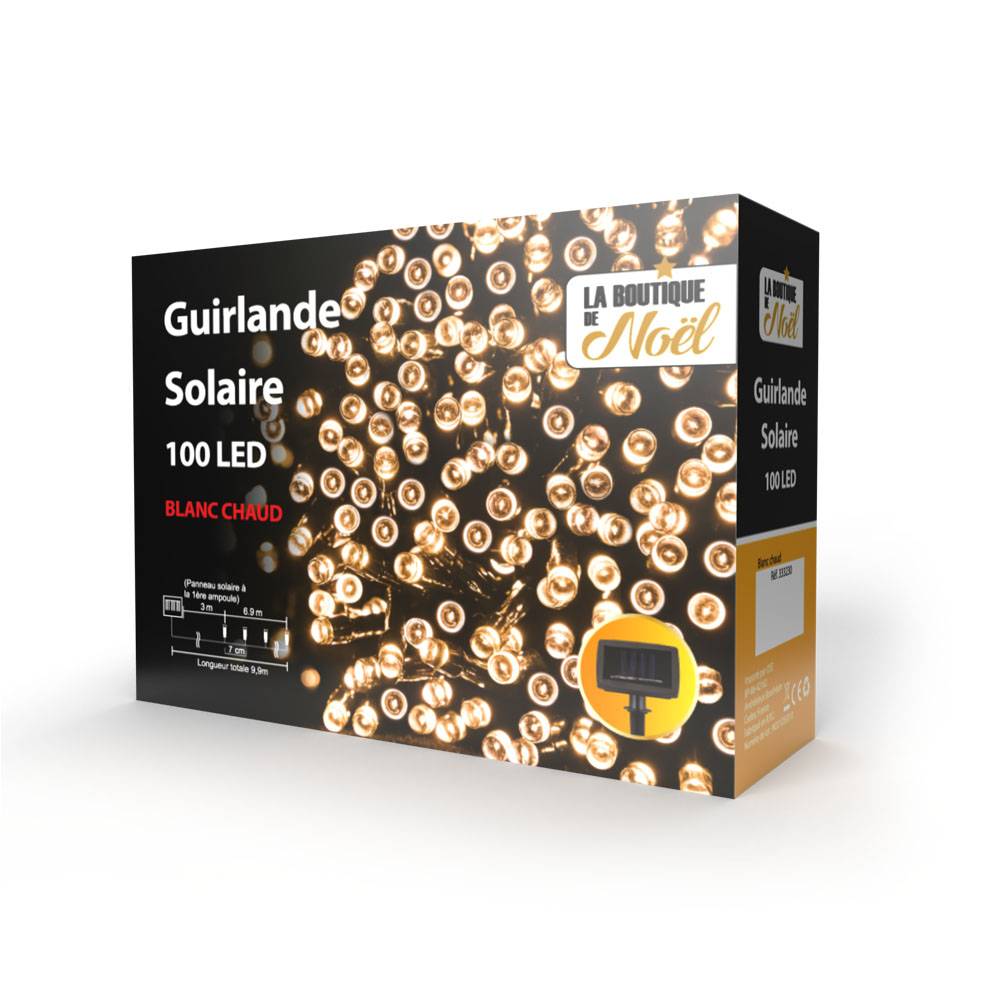 Guirlande solaire à LED multifonction 9.9 mètres Blanc Chaud - Image 3