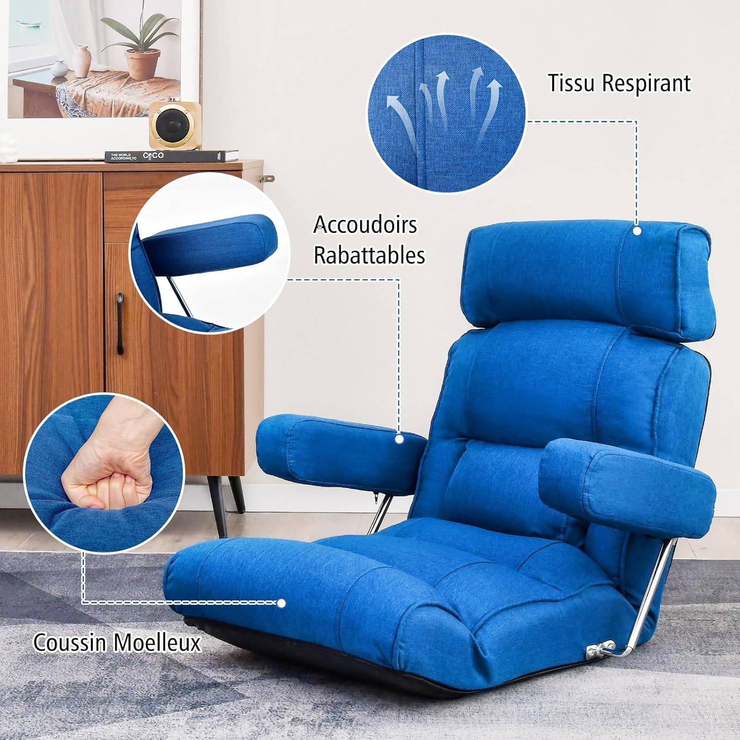 Chaise Paresseuse COSTWAY avec Oreiller, Dossier 90°-180°, Fauteuil au Sol Pliable en Surface Suède, 175 x 55 x 20CM Rose - Maison
