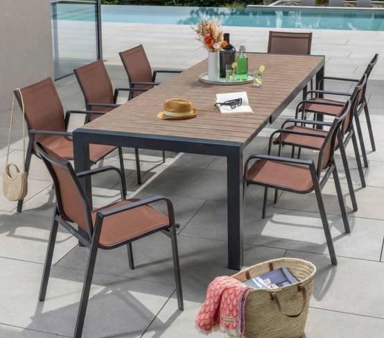 Ensemble table et chaises de jardin 8 places terracotta MIMIZAN - Image 1