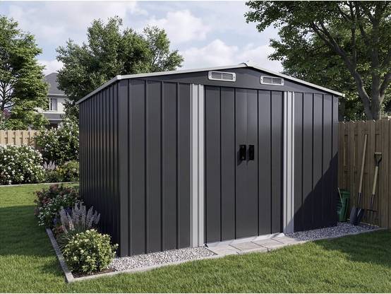 Abri De Jardin Métal Avec Porte Coulissante "boston" - 6,54 M² - Gris -habitat Et Jardin - Image 2