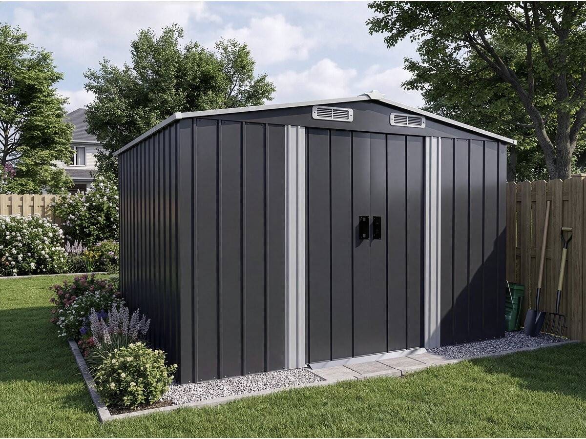 Abri De Jardin Métal Avec Porte Coulissante "boston" - 6,54 M² - Gris -habitat Et Jardin - Image 2