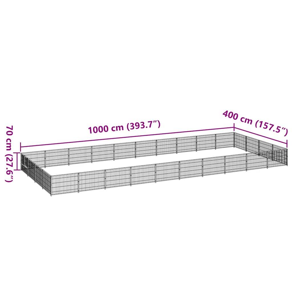 Vidaxl - Chenil Noir 40 m² Acier vidaXL 3082149 - Image 3