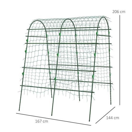 ComfortXL - Arche de jardin acier et PE vert 144 x 167 x 206 cm réglable avec filet de protection pour plantes grimpantes - Image 3