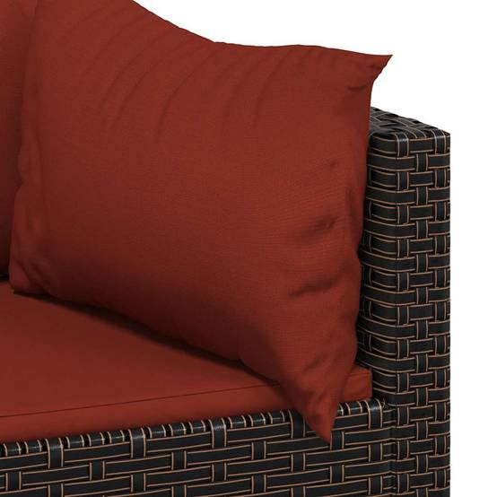 Paire Fauteuils Angle Brun Rotin PE Cannelle Rouge Coussins Épais Jardin Brun – ComfortXL Outdoor Living - Image 7