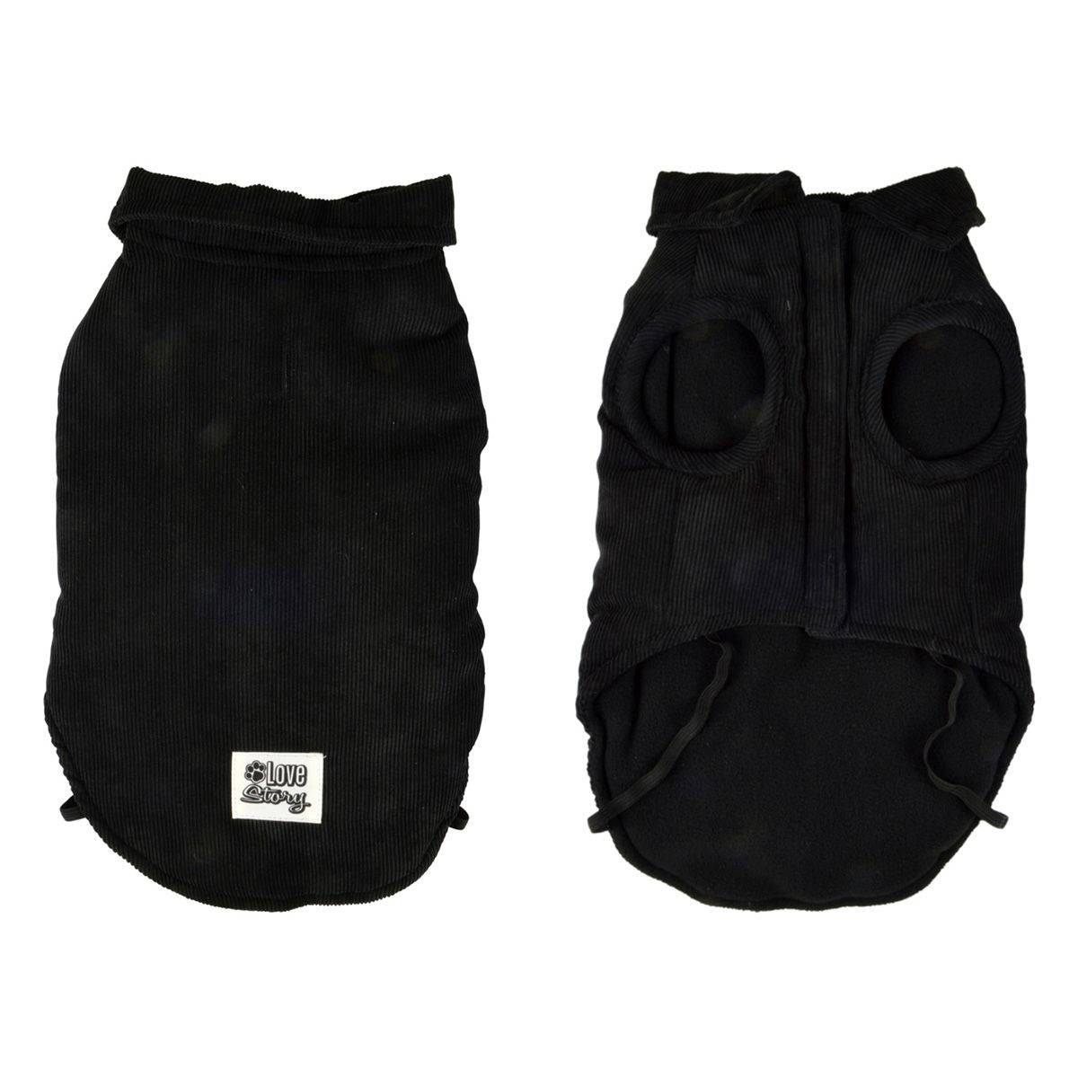 Love Story - Manteau Pour Chien "Velours Côtelé" 35cm Noir - Image 1