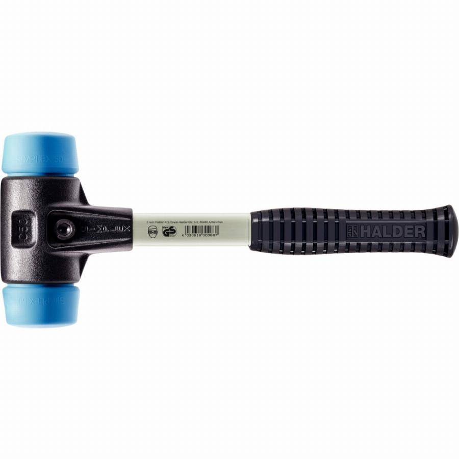 Maillet HALDER SIMPLEX TPE souple avec boîtier en fonte malléable renforcée et manche en fibre de verre - D=40 mm - 3701.040