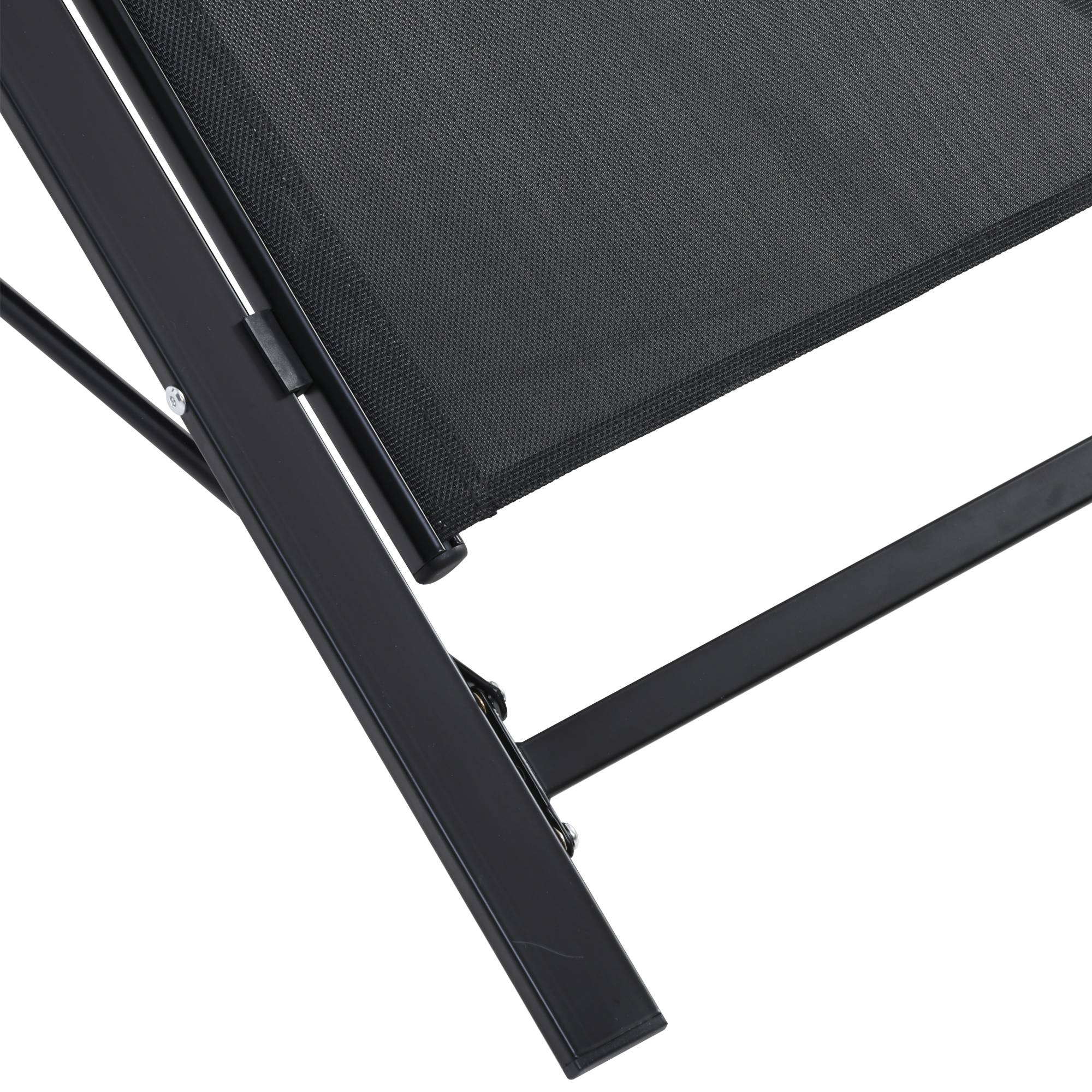 Lot 2 chaises longues design table verre trempé métal époxy textilène noir, set 2 transats avec table - Image 10