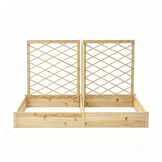 ComfortXL - Carré potager surélevé bois 222 x 114 x 109 cm avec 3 treillis modulables pour jardin terrasse et balcon - Image 5