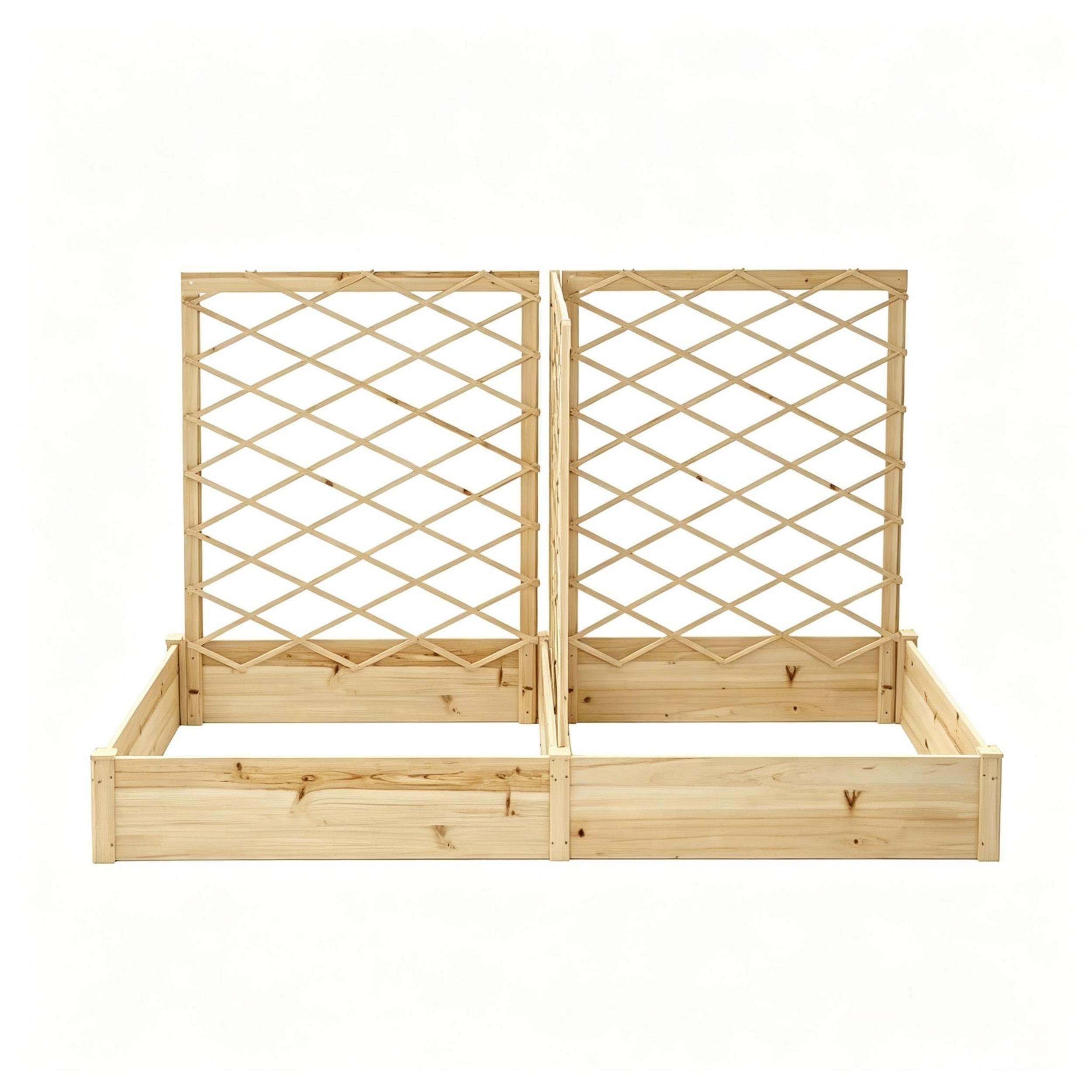ComfortXL - Carré potager surélevé bois 222 x 114 x 109 cm avec 3 treillis modulables pour jardin terrasse et balcon - Image 5
