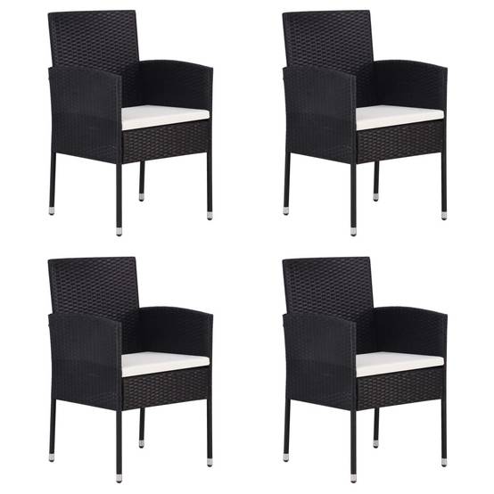Lot de 4 Chaises de jardin avec coussins - Chaises d'extérieur - Fauteuils de jardin blanc crème+Noir résine tressée-JU12571 - Image 2