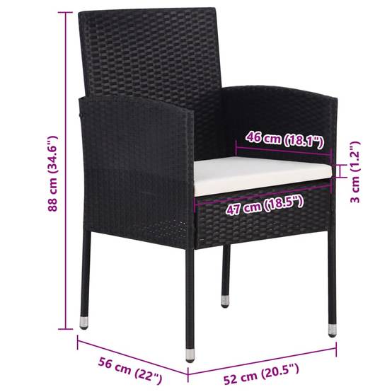 Lot de 4 Chaises de jardin avec coussins - Chaises d'extérieur - Fauteuils de jardin blanc crème+Noir résine tressée-JU12571 - Image 7