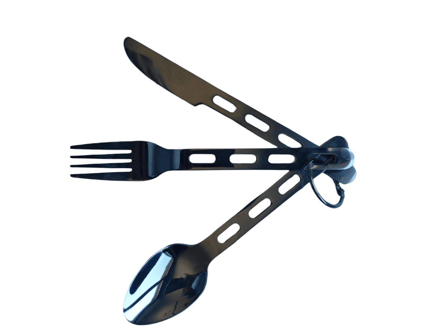 Set de couverts de camping - En acier - Anneau porte clés - O 'camp - Image 1