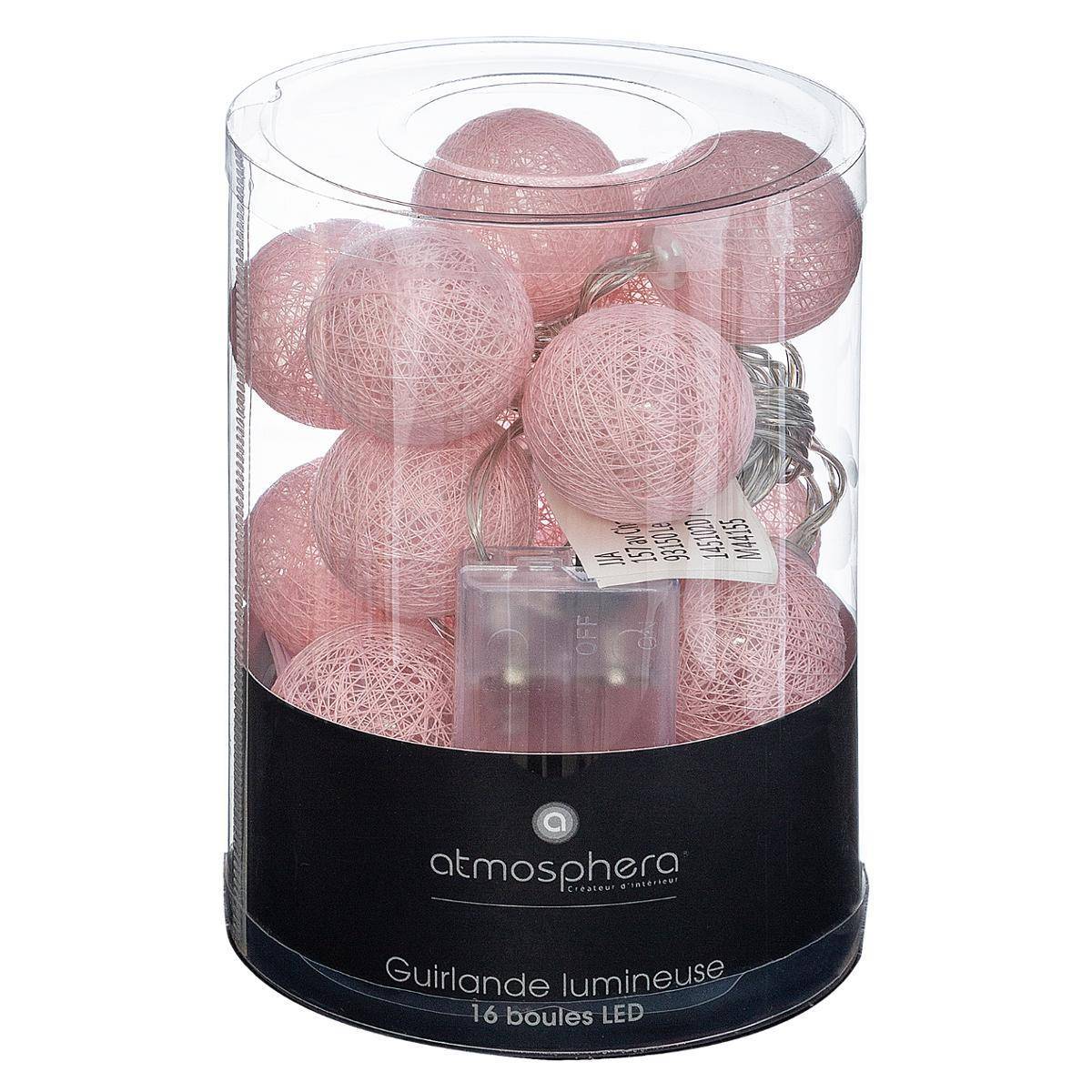 Atmosphera - Guirlande LED 16 boules pile rose clair L255cm - Atmosphera Créateur d'intérieur - Image 5