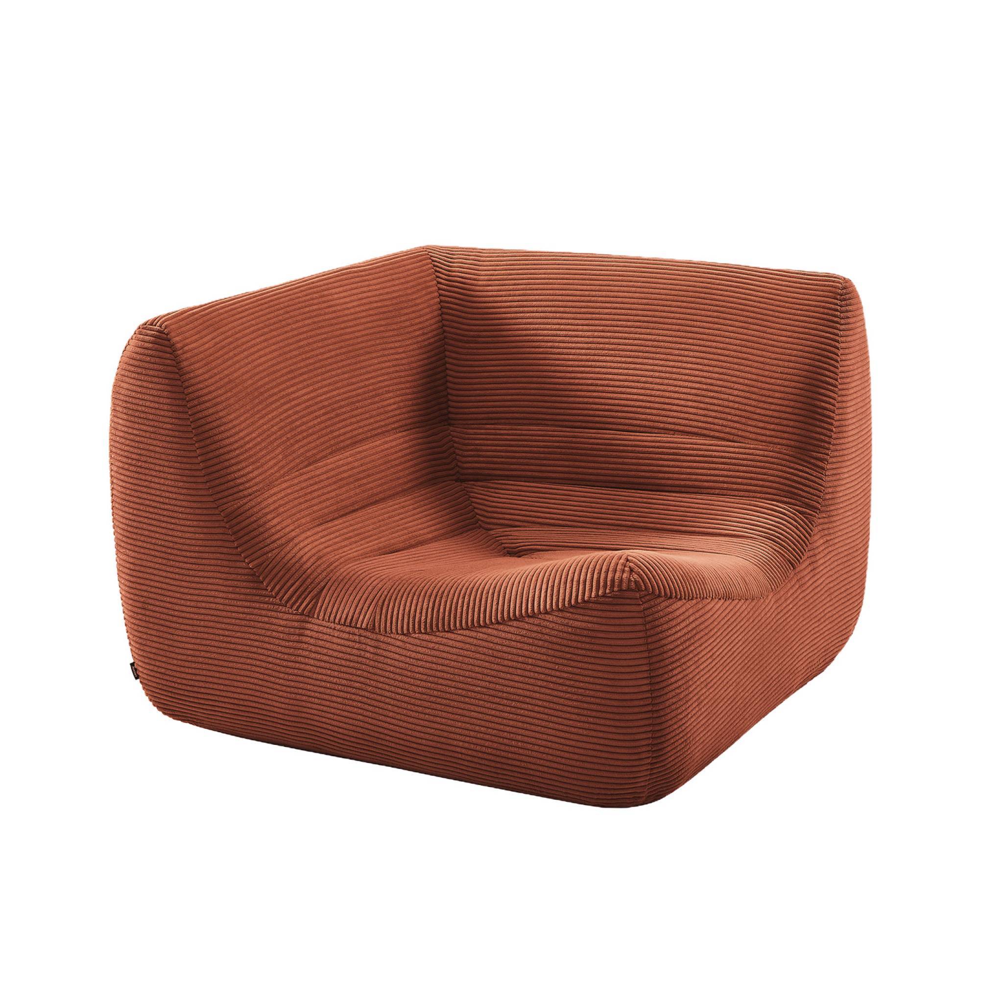 sweeek - Chauffeuse d'angle velours côtelé 1 place terracotta - Sokol | sweeek - Image 2