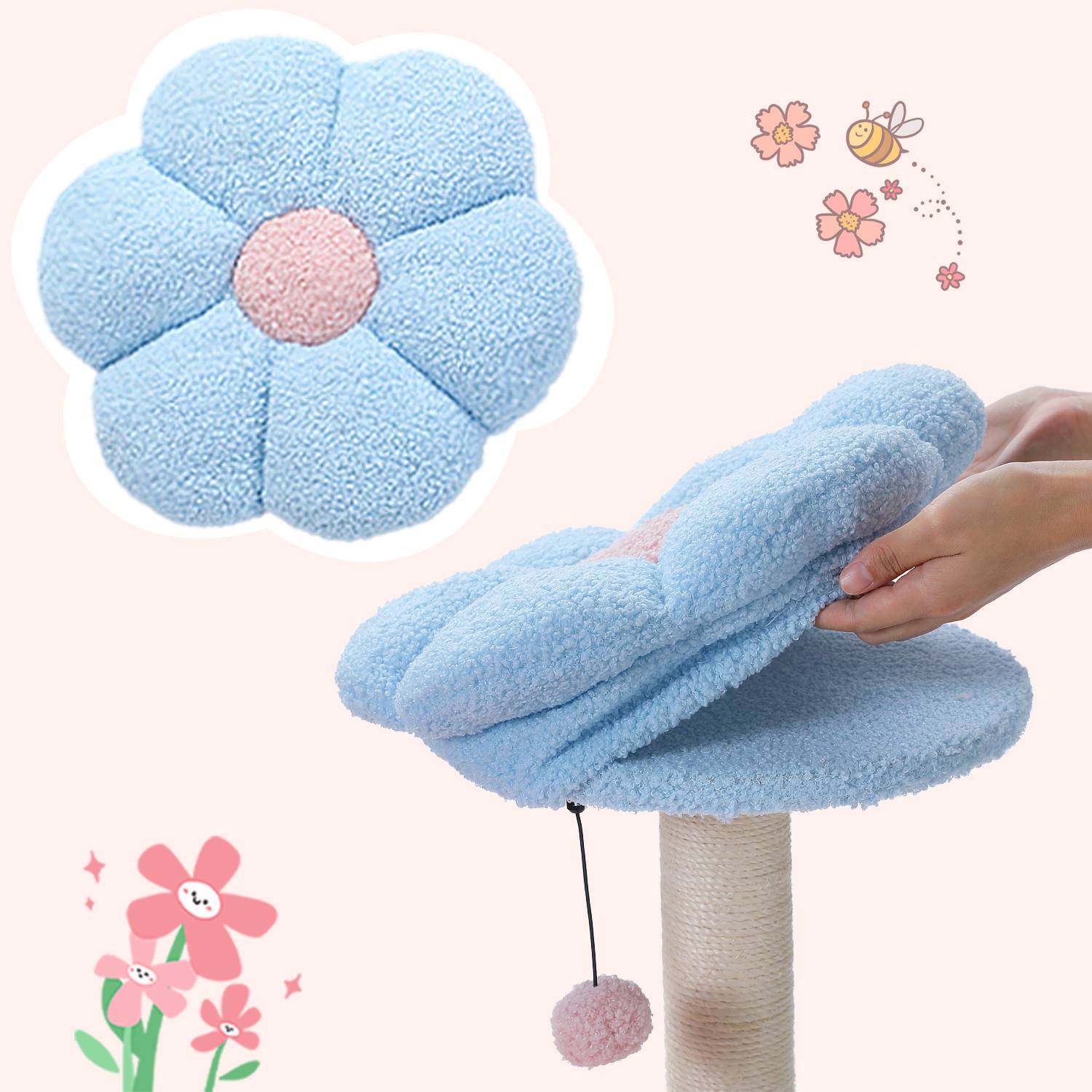 Arbre à Chat Fleur 93 cm Bleu / Rose PAWZ Road - Image 5