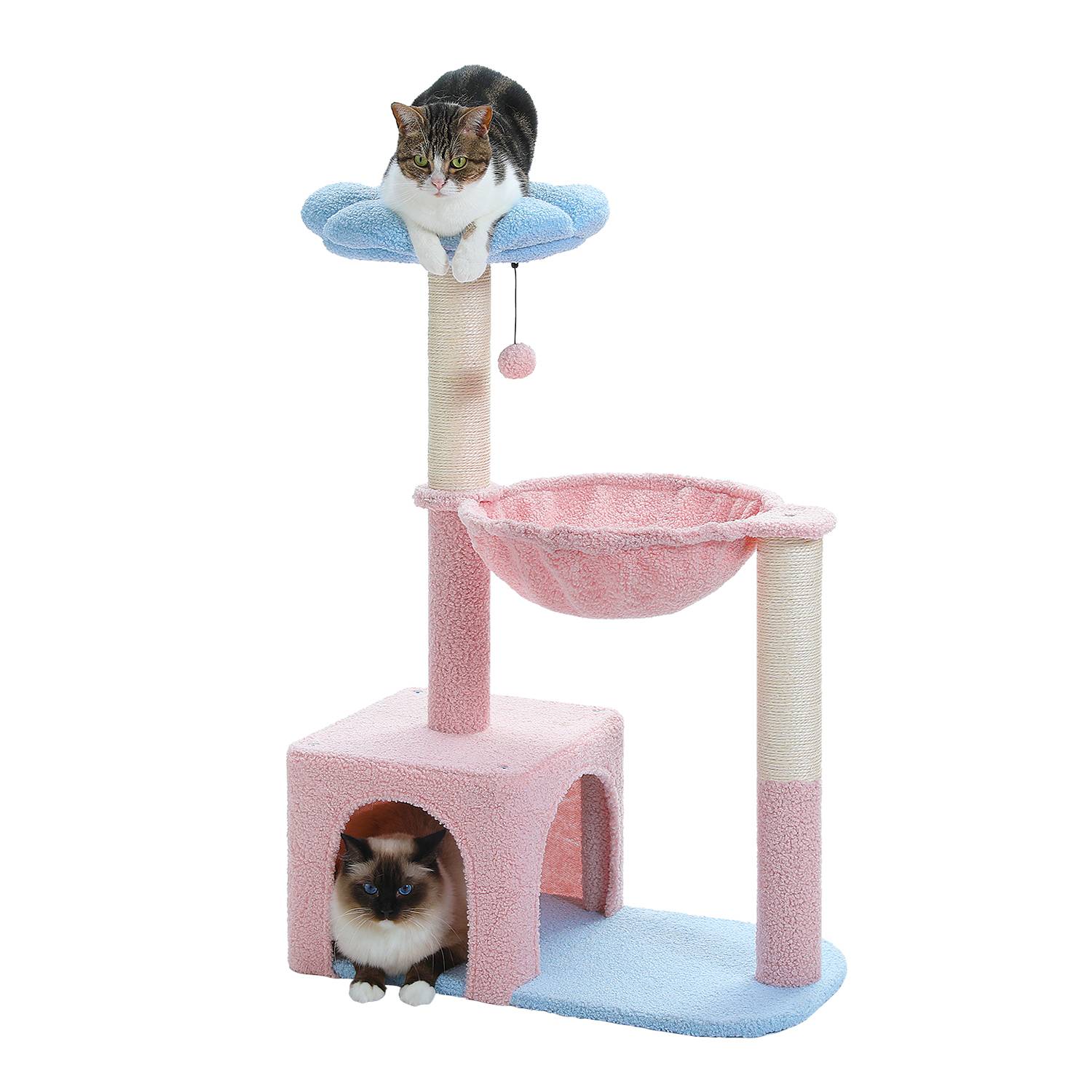 Arbre à Chat Fleur 93 cm Bleu / Rose PAWZ Road - Image 1