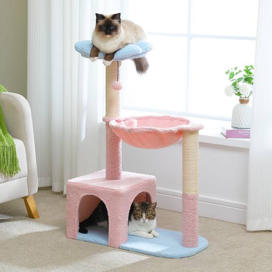 Arbre à Chat Fleur 93 cm Bleu / Rose PAWZ Road - Image 3
