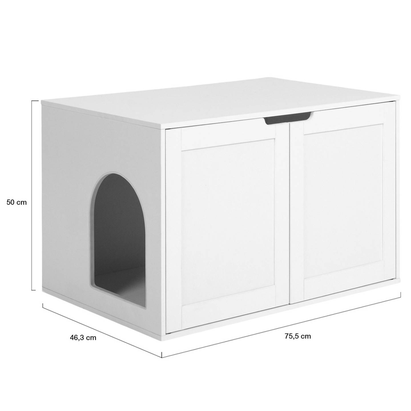 Maison de toilette chat cache-litière avec doubles portes blanc - Image 4