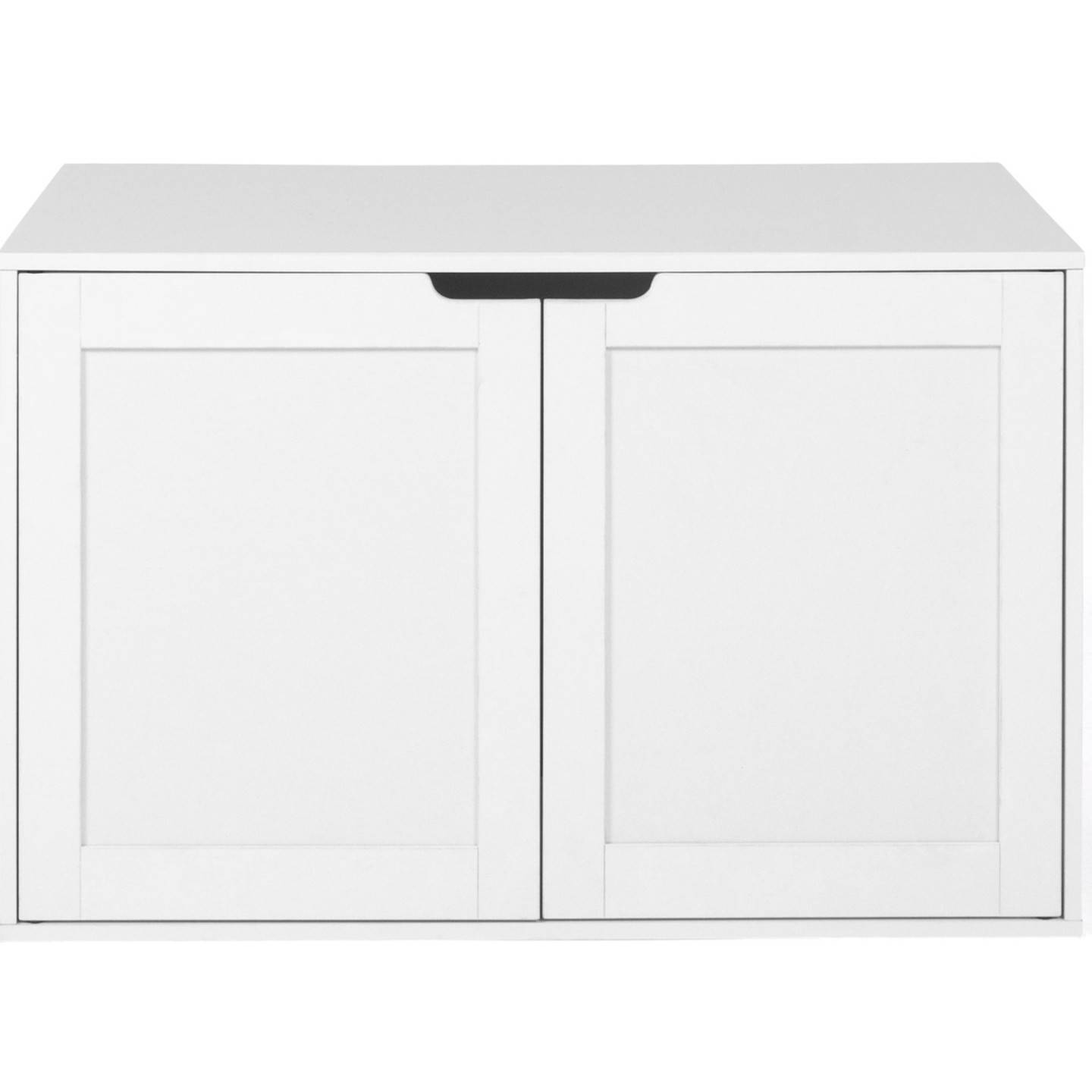 Maison de toilette chat cache-litière avec doubles portes blanc - Image 3