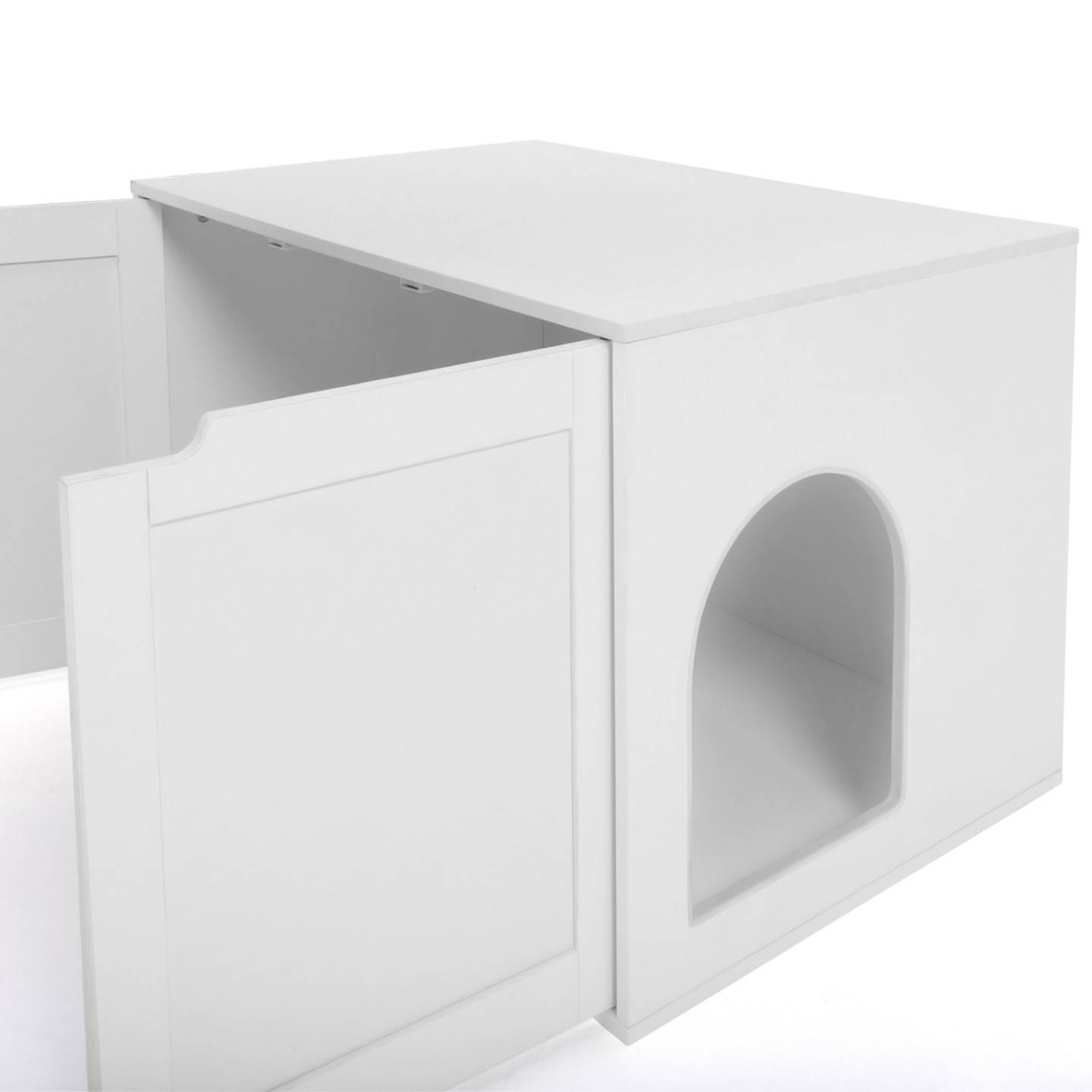 Maison de toilette chat cache-litière avec doubles portes blanc - Image 6