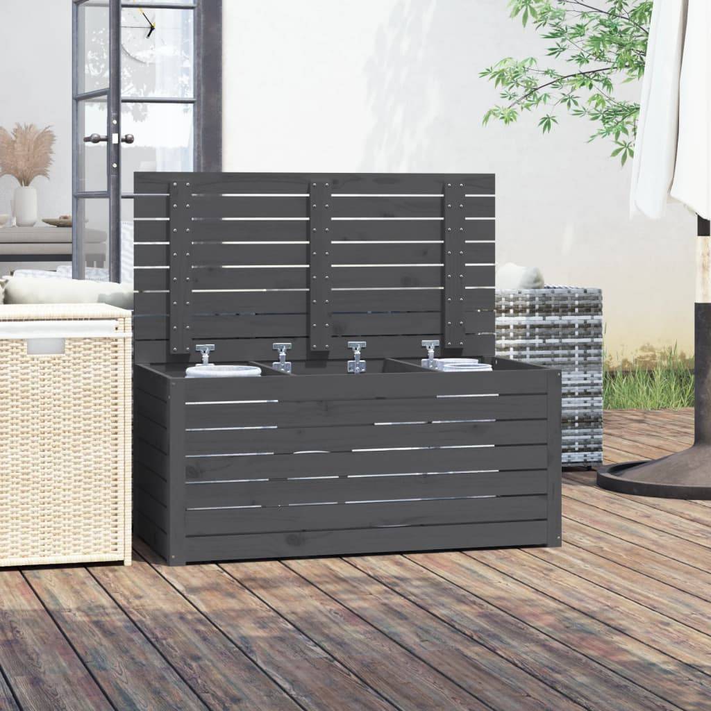 ComfortXL - Boîte de Rangement d'Extérieur en Bois de Pin Massif avec Assise pour Terrasse Gris 101x50,5x46,5 cm – ComfortXL Outdoor Living - Image 3