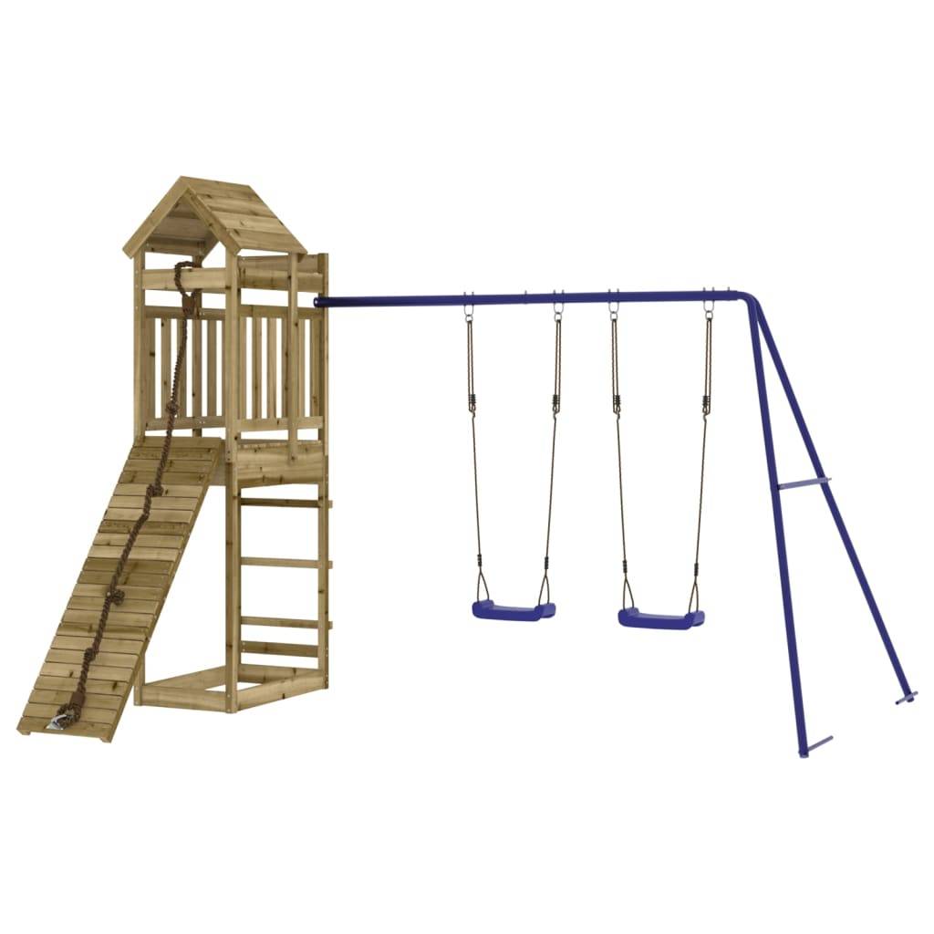 Helloshop26 - Aire de jeux d'extérieur balançoires toboggan portiques robuste jeux jardin 319 x 259 x 238 cm bois de pin imprégné - Image 3