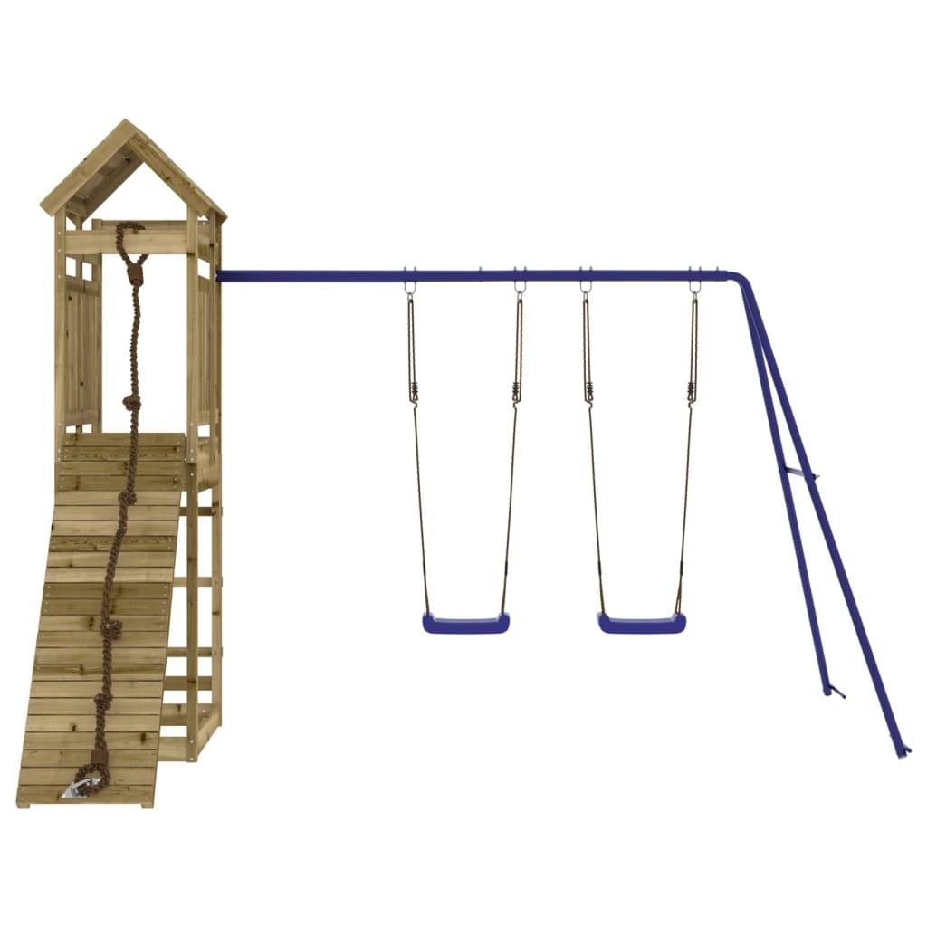 Helloshop26 - Aire de jeux d'extérieur balançoires toboggan portiques robuste jeux jardin 319 x 259 x 238 cm bois de pin imprégné - Image 2