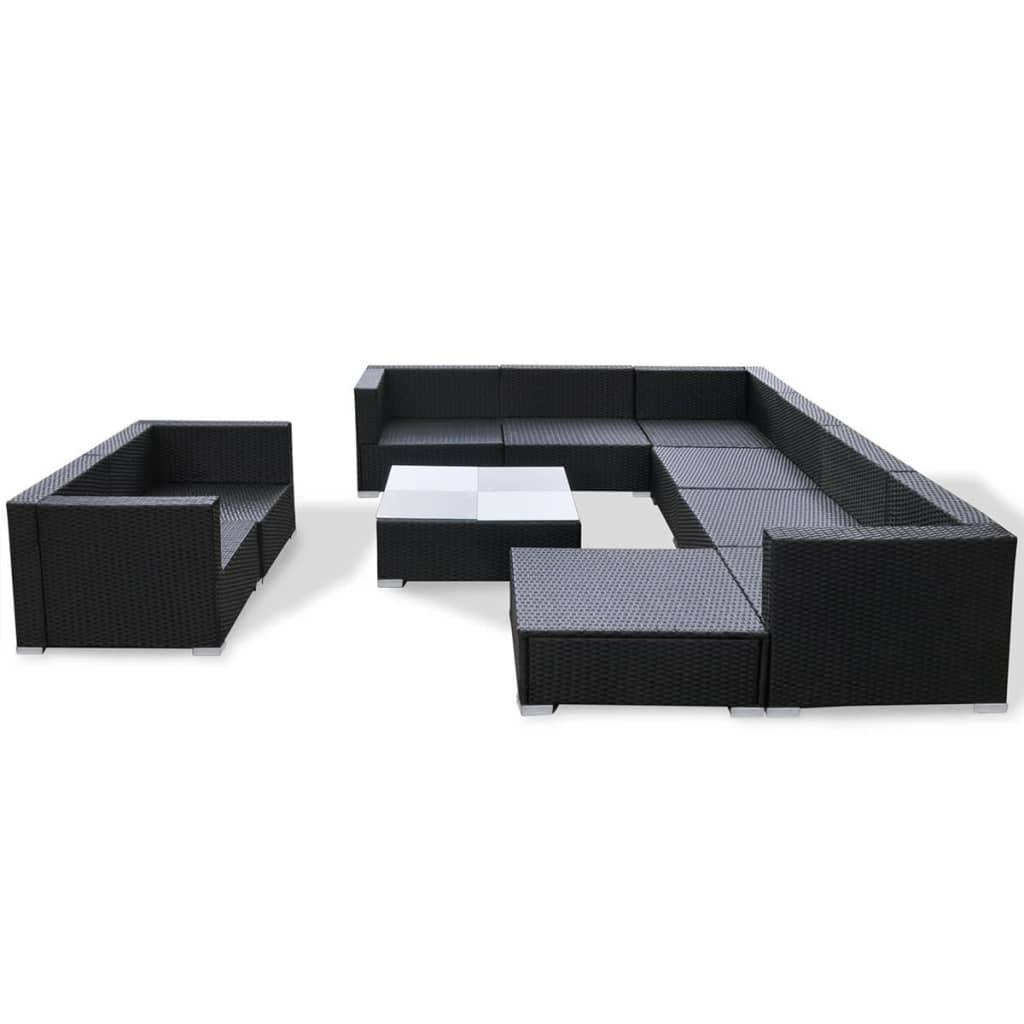 Vidaxl - Salon de jardin 10 pcs avec coussins Résine tressée Noir vidaXL 41876 - Image 6